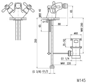 RAV Slezák MK145.0 - Baterie pentru bideu + evacuare MORAVA 6,5 cm, crom lucios