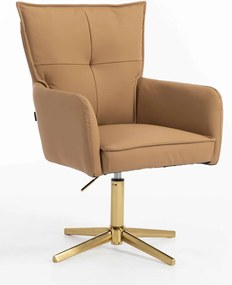 HR250CROSS Scaun Piele Ecologică Premium Soft Culoare Caramel Bază Aurie