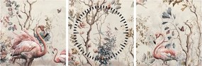 Tablou - Desen de flamingo (cu ceas) (90x30 cm)