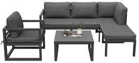 Set mobilier de grădină, cu 2 canapele, 1 canapea individuală și 1 masă, Gri
