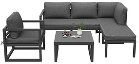 Set mobilier de grădină, cu 2 canapele, 1 canapea individuală și 1 masă, Gri