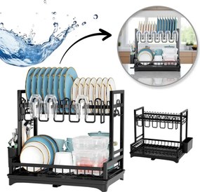 Uscător de vase, cu 2 niveluri, Ecarla, 42×30×38 cm, SU06CZ