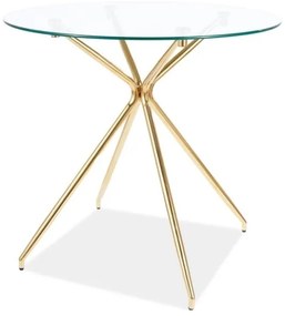 Masa rotunda Azalia transparent/auriu ø80/h75