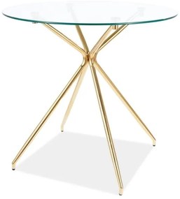Masa rotunda Azalia transparent/auriu ø80/h75