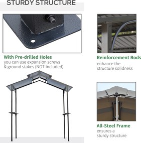 Outsunny Foisor de Gradina pentru Gratar din Otel Acoperis Dublu si Rafturi