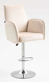 HR280W Scaun Crem din Catifea cu Bază Cromata