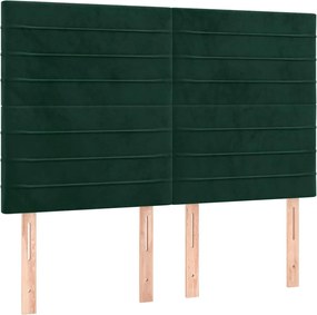 vidaXL Tăblie de pat verde închis 144x5x118/128 cm catifea