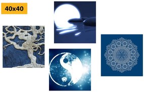 Set tablouri Feng Shui în design albastru