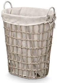 Coș de rufe cu inserție din material textil și mânere, 58 cm