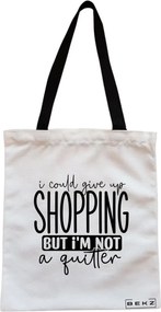 Sacosa de Panza pentru Cumparaturi, Geanta Tote, model I could give my shopping, Cu fermoar, 38x34.5 cm, Alba, BEKZ®