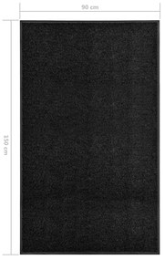 Covoras de usa lavabil, negru, 90 x 150 cm 1, Negru, 90 x 150 cm