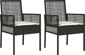 vidaXL Scaun pentru Grădină 2 pcs Negru 55 x 53 x 85 cm poliratan