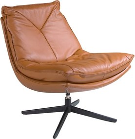 Fotoliu pivotant tapitat cu piele George Earth Clay