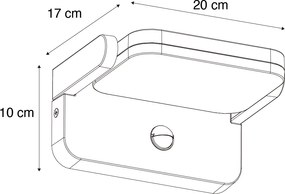 Aplică de perete exterioară neagră cu LED reglabil cu senzor de mișcare - Kamile