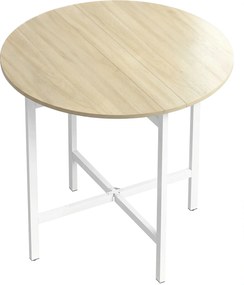 HOMCOM Masă pliabilă, masă rotundă pliabilă 80 cm cu cadru din oțel, loc pentru 2-4 persoane, aspect lemn natural | Aosom Romania