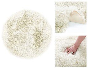 Covor rotund din blana sintetica Culoare crem, DOKKA 90 cm