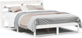 vidaXL Cadru de pat fără saltea, alb, 140x200 cm, lemn masiv pin