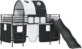 vidaXL Cadru de pat supraetajat pentru copii Negru 107 x 200 cm Metal