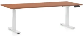 Masa inaltime reglabila OfficeTech D, 180 x 80 cm, bază albă, cireașă