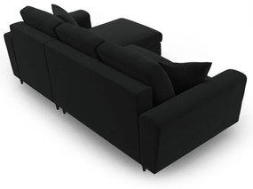 Colțar negru extensibil, cu spațiu de depozitare cu tapițerie din catifea Kyoto – Cosmopolitan Design