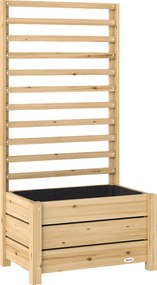 Outsunny Jardiniere înaltă cu spalier din lemn, ghiveci înălțat cu orificiu de scurgere și material nețesut 60 x 39 x 120 cm lemn natural | Aosom Romania