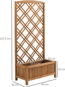 Outsunny jardinieră înălțată suport flori grădină cu grilaj din lemn galben 60 x 30 x 122,5 cm | Aosom Romania