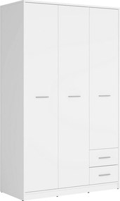 Dulap NEPO PLUS, alb, PAL, cu 3 usi si 2 sertare, 119x55x197 cm
