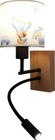 Brilagi-LED Flex. lampă BOBO WOOD 1xE27/25W/230V + LED/3W stejar/negru/alb/albastru/miere