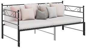 324770 vidaXL Cadru pat canapea extensibilă, negru, 90x200 cm, metal