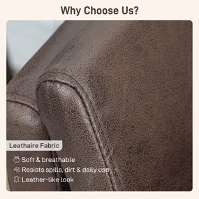 HOMCOM Canapea cu 2 Locuri Îmbunătățită în Țesătură cu Efect de Piele Respirabilă cu Brațe Înalte Curbe și Perne, Canapea Compactă Modernă pentru Sufragerie, Sală de Ședere și Studiu, 137x72x88 cm, Maro Închis | Aosom Romania