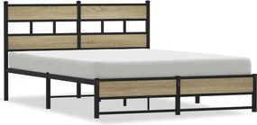 vidaXL Cadru de pat metalic fără saltea, stejar sonoma, 150x200 cm