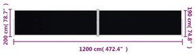 Copertina laterala retractabila, negru, 200x1200 cm Negru, 200 x 1200 cm