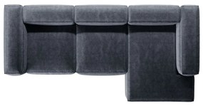 Colțar albastru prăfuit cu tapițerie din catifea reiată (cu colț pe partea dreaptă/cu șezlong) Bergamo – Cosmopolitan Design