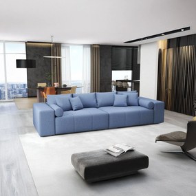Canapea extensibilă dumonde cu ladă de depozitare si sezut confortabil din spuma high-density, Marbela Enjoy Blue XXL 295x100 cm