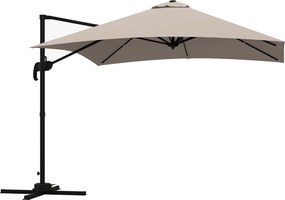 Outsunny Umbrelă de Soare cu 8 Lamele cu Pedală și Manivelă, Umbrelă de Soare din Aluminiu și Poliester, 295x295x266 cm, Kaki | Aosom Romania