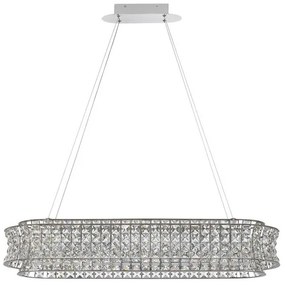 Lustra suspendata LED crom, cristale sticla CELYSIA 100x30cm