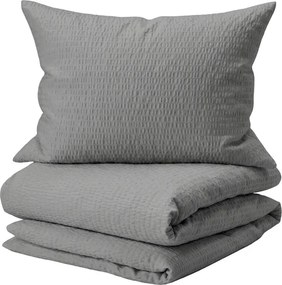 Set lenjerie de pat krep DENYX BLEND gri + Cearsaf Jersey 180 x 200 cm gri deschis, pat dublu
