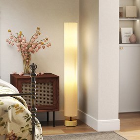 HOMCOM Lampadar de coloana din in pentru sufragerie cu comutator pe picior, 2 x soclu E27, 120 cm, bej | Aosom Romania