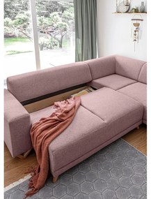Colțar roz extensibil/cu spațiu de depozitare (cu colț pe partea dreaptă/în formă de ”L”) Classy Sophie – Miuform