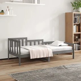 820723 vidaXL Pat de zi, gri, 80x200 cm, lemn masiv de pin