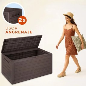 Cutie de depozitare WOODEBOX, 280L, 120x46x57cm, maro închis Prosperplast