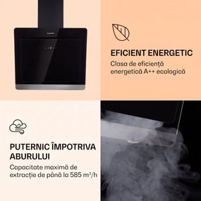 Klarstein Aurora 60 Smart, Hotă, 585 m³/h, 60 cm, hotă de coș de fum, lumină de fundal, clasa de eficiență energetică A++