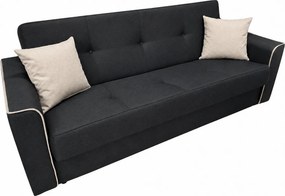 Canapea VERA extensibila, 3 locuri, lada de depozitare, stofa antracit + bej deschis, 225x90x90 Crem + Maro, Stofa