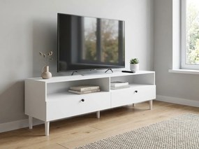 Dulap TV cu raft si dulapuri DULLUM 200x58cm, alb