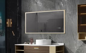 Oglindă baie, Multifuncțională, Iluminare LED Touch, Sistem Dezaburire, Ceas electronic încorporat, Indicator Temperatura, 100x80 cm