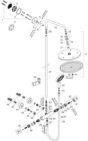 Coloana dus cu baterie termostatata inclusa culoarea neagra, Hansgrohe, Croma Select S Negru mat