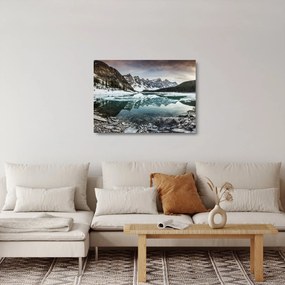 Tablou pe sticlă - lacul iarna (70x50 cm)