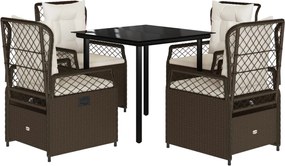 vidaXL Set mobilier de grădină, 5 piese, cu perne, maro, poliratan