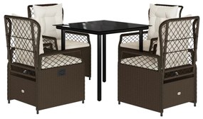 3262979 vidaXL Set mobilier de grădină, 5 piese, cu perne, maro, poliratan