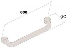 Bara suport ajutatoare 60 cm, crom, Cersanit Etiuda 600 mm
